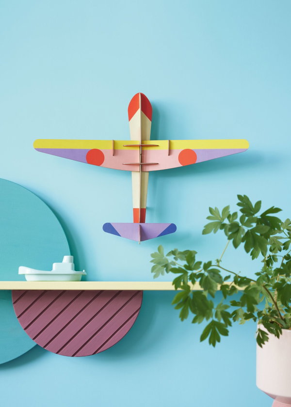 3D Wandobject gemaakt van karton 'Bright Plane Model'
