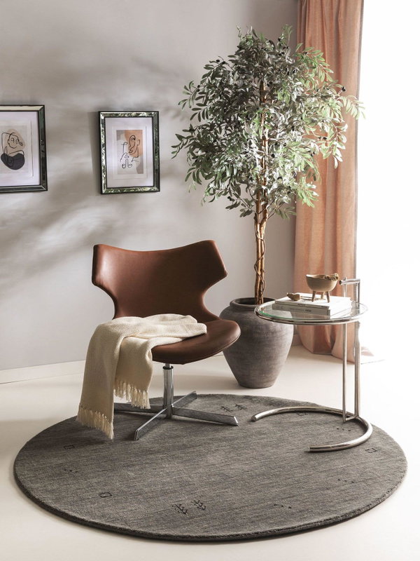 Design Runder Wolltepich Jamal Grau