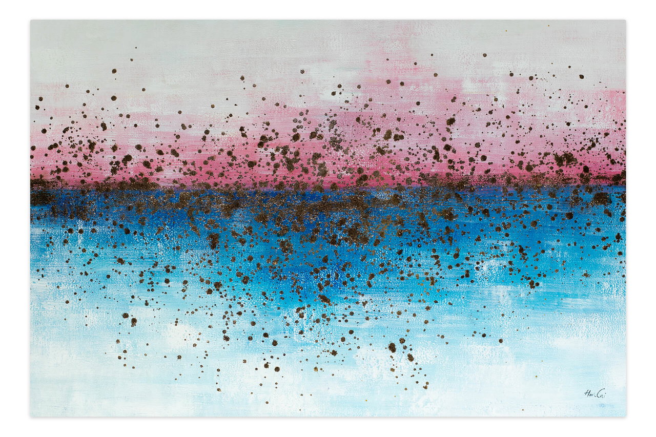 Olieverf schilderijen 'Sunset by the Ocean' | Handgeschilderd unicum 180x120cm komt in de ruimte goed tot zijn recht.