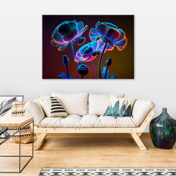 Kunstdruck auf Leinwand 'Neon Blooms 3'