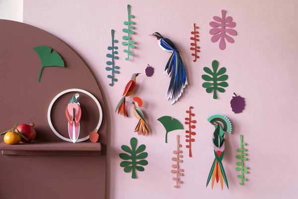 Karton skulptura za zid 'Bird Wall Art Set'