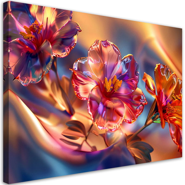 Kunstdruck auf Leinwand 'Neon Prism Blossoms 2'