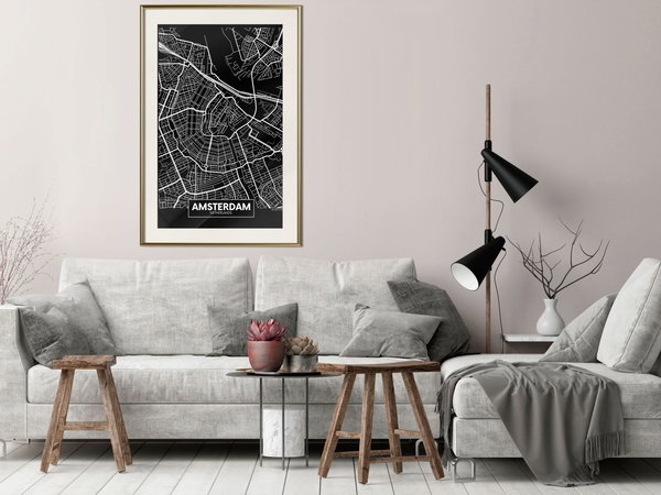 Poster 'City Map: Amsterdam (Dark)'