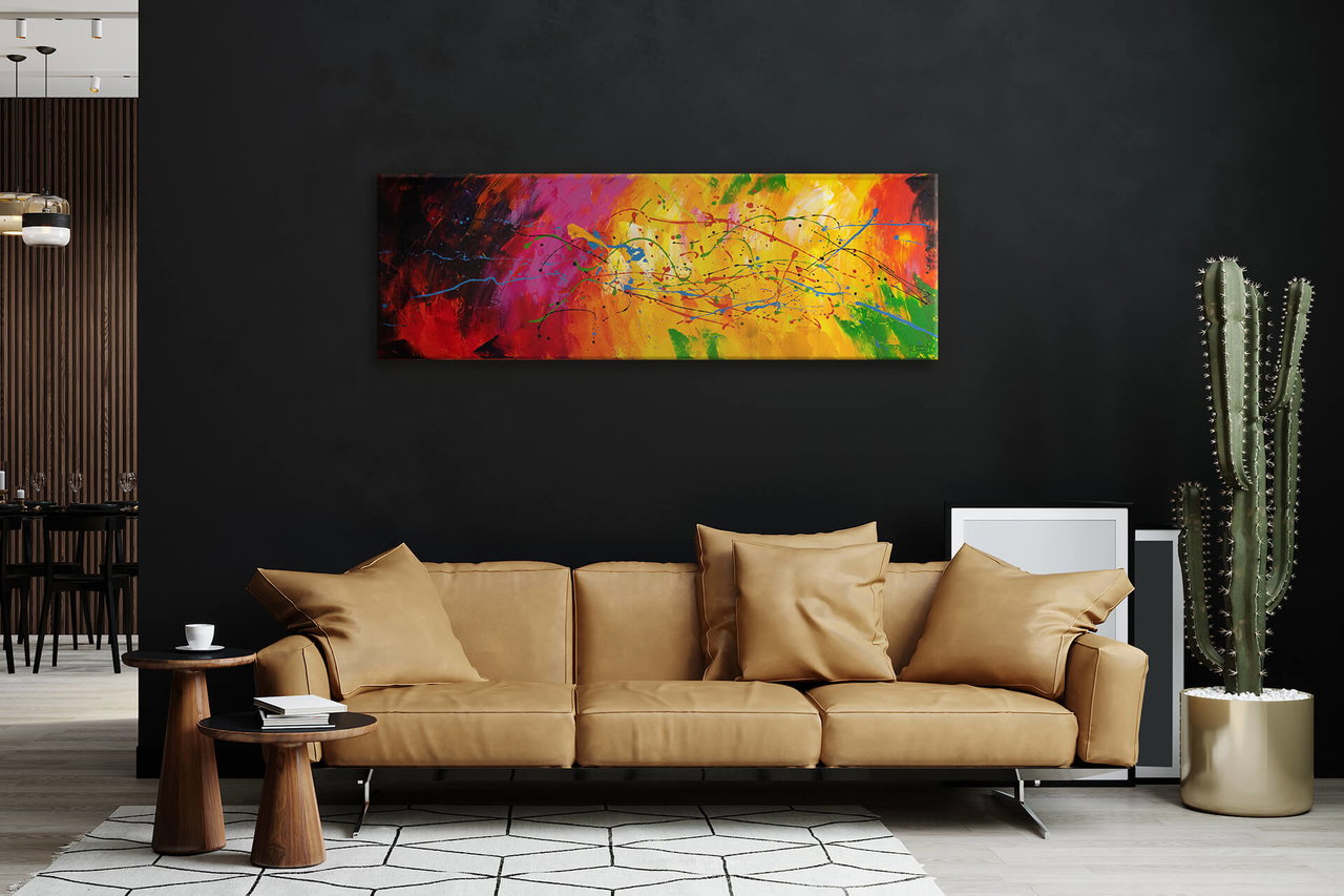 Handgeschilderd schilderij 'Lucid Dream' 150x50cm | incl. certificaat van echtheid in de ruimte.