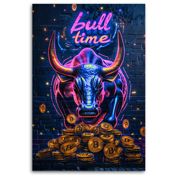 Kunstdruck auf Leinwand 'Crypto Bull Time'