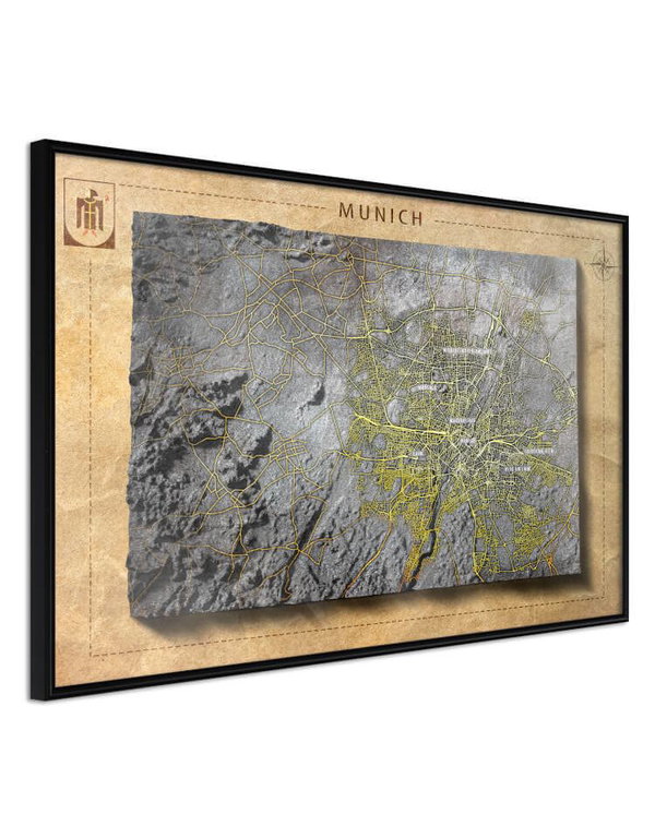Plagát 'Raised Relief Map: Munich'