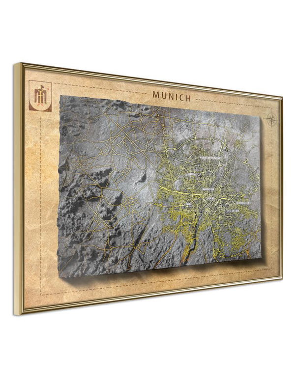 Poster 'Raised Relief Map: Munich'