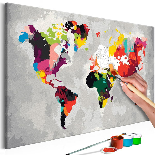 Pintura por números adultos 'World Map (bright colours)'