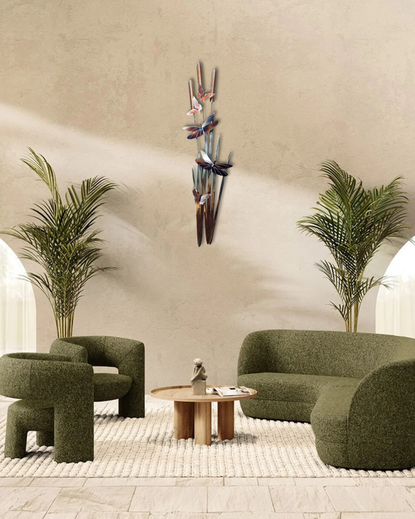 Scultura da parete in metallo 'Schmetterlingsidyll' 30x120x5cm