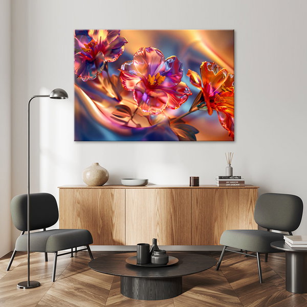 Kunstdruck auf Leinwand 'Neon Prism Blossoms 2'