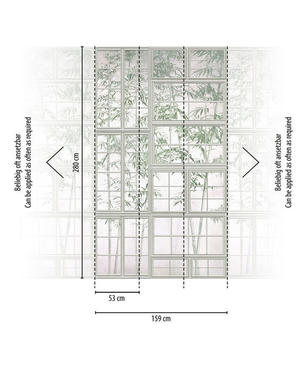 Tapete 'Leafy Windows' 159x280cm