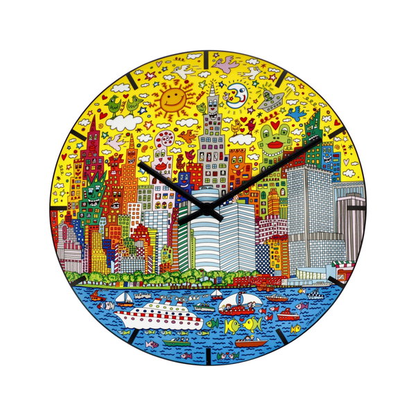 Porcelain clock 'Colorful Cityscape' by James Rizzi