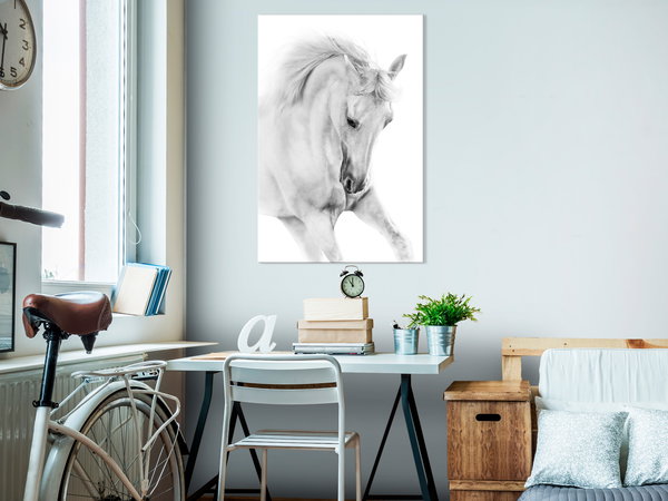 Kunstdruck auf Leinwand 'White Horse Vertical'