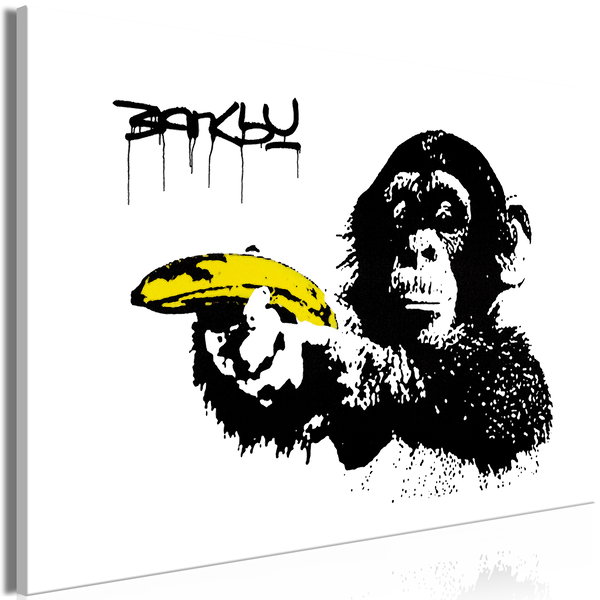 Umjetnički print na platnu 'Banksy: Monkey with Banana Wide'
