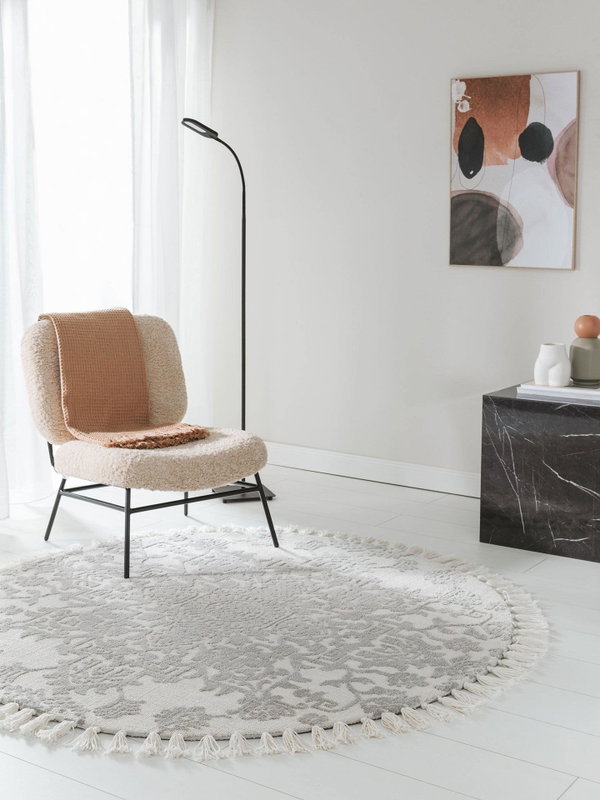 Design Runder Teppich Elias Grau
