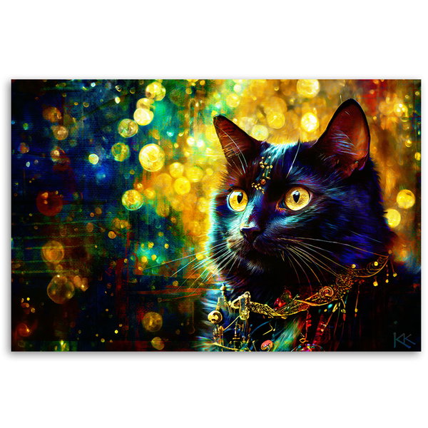 Kunstdruck auf Leinwand 'Mystical Feline in the Glow 1'
