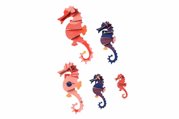 3D Wandobject gemaakt van karton 'Seahorses Art Set'
