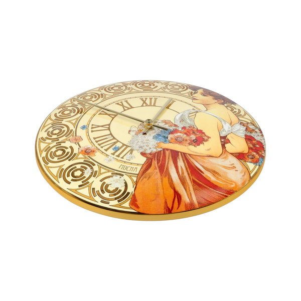 Porzellan Wanduhr 'Mucha Floral Beauty' von Alphonse Mucha