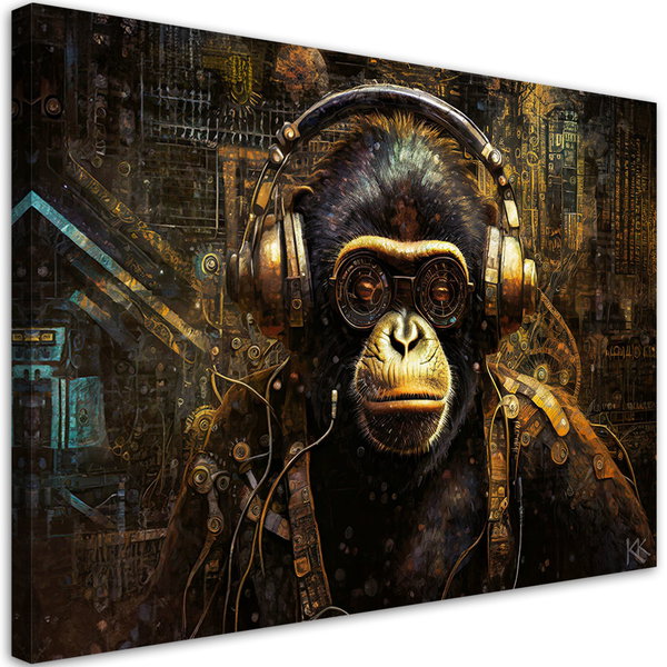 Kunstdruck auf Leinwand 'Cyber Ape DJ Vibes 1'