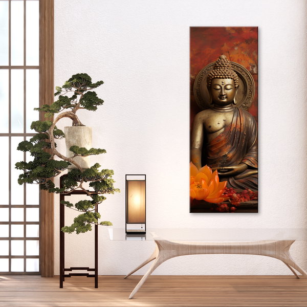 Kunstdruck auf Leinwand 'Buddha and Lotus Flower 1'