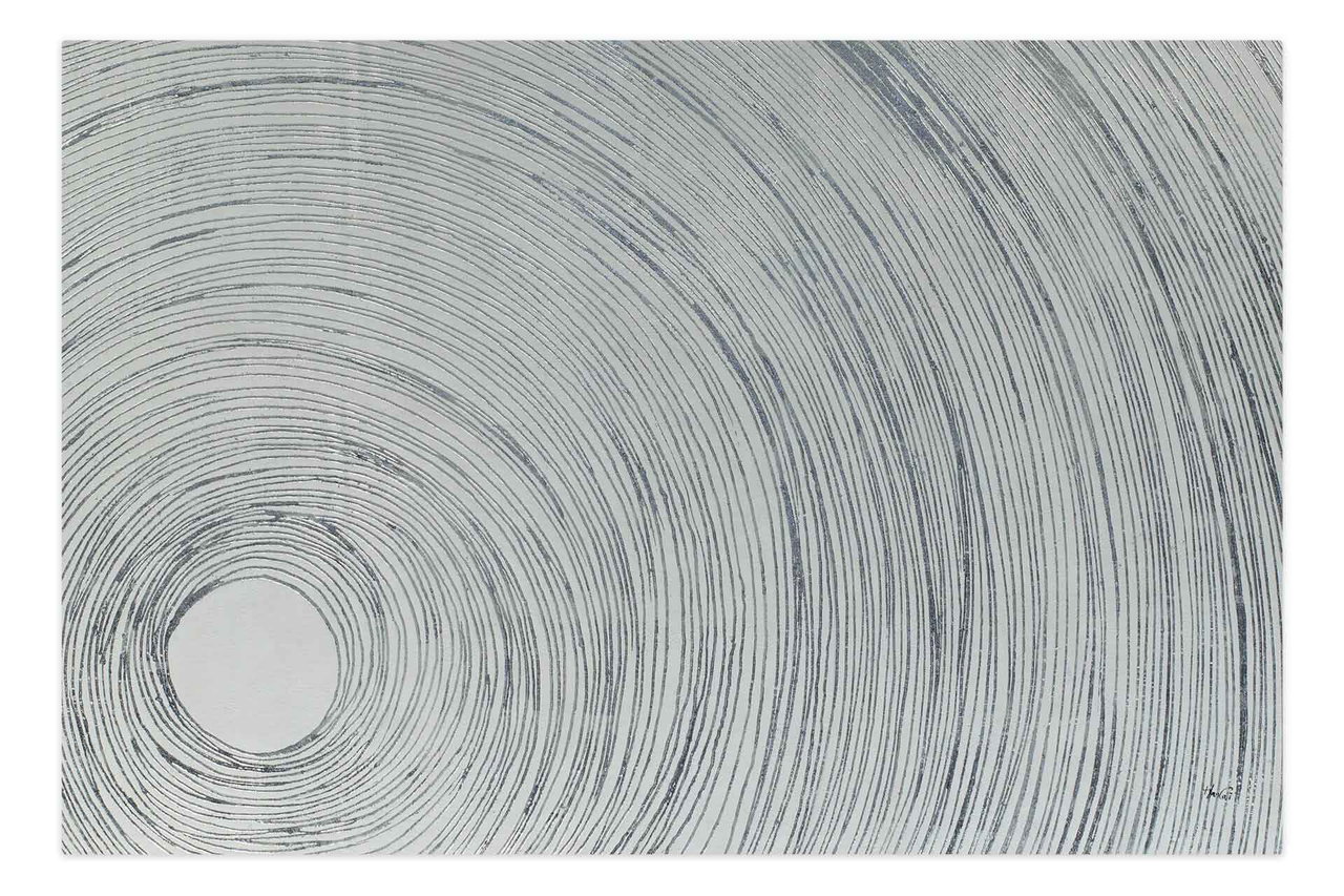 Olieverf schilderijen 'Silver Infinity' | Handgeschilderd unicum 180x120cm in de ruimte.