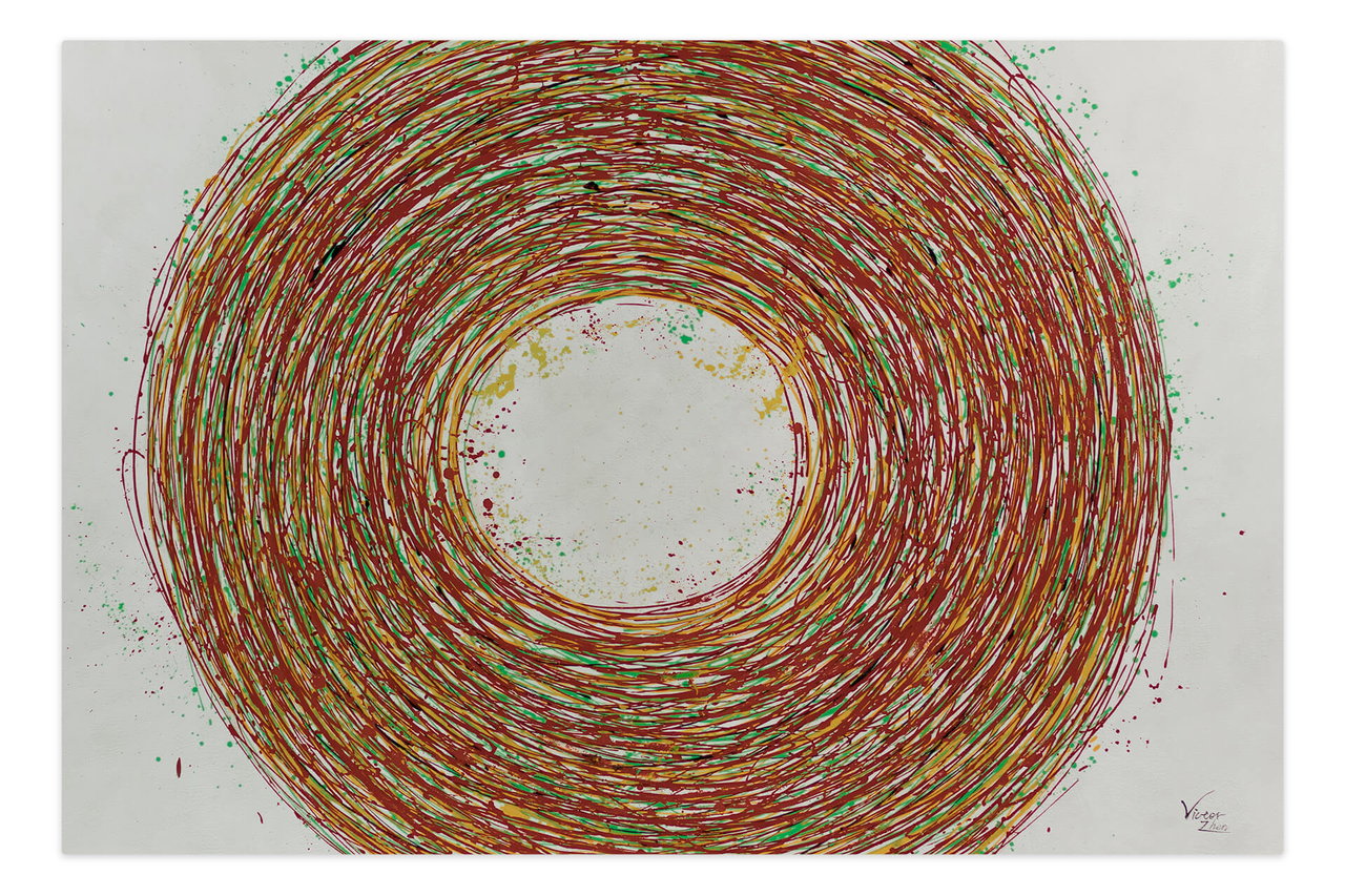 XXL Olieverf schilderijen 'Cosmic Twister' | Handgeschilderd unicum komt in de ruimte goed tot zijn recht.