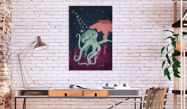 Kunstdruck auf Leinwand 'Space Octopus Vertical'