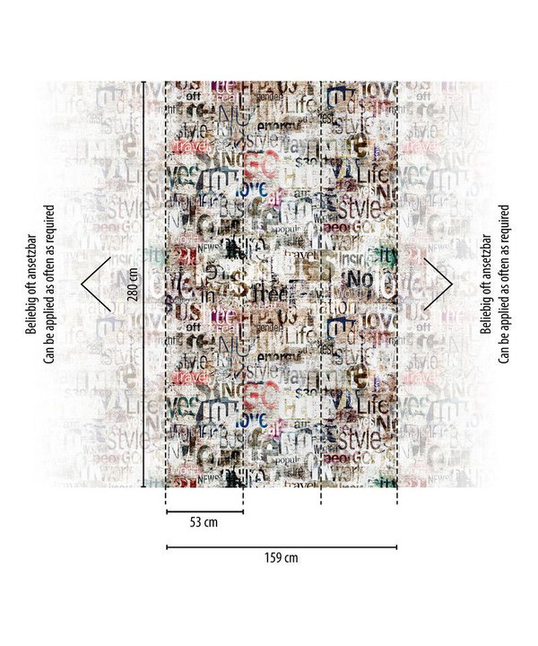 Ταπετσαρία 'Text Collage' 159x280cm