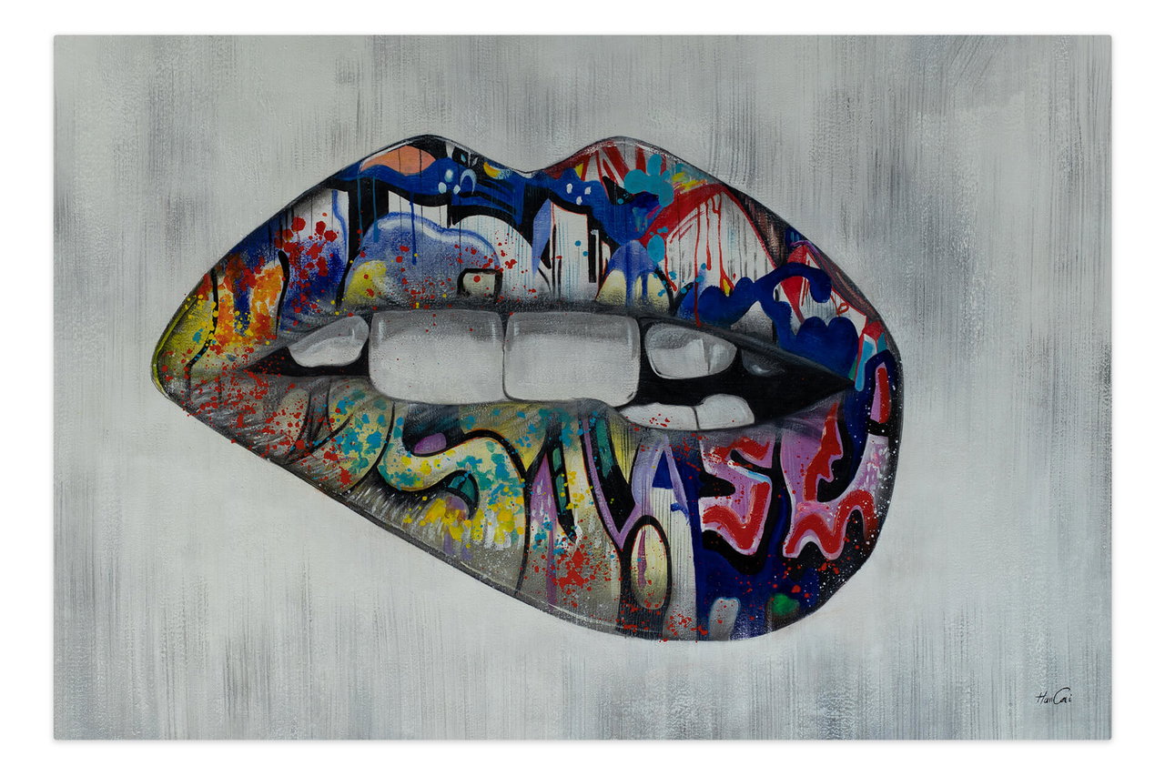 Olieverf schilderijen 'Colourful Sensuality' | Handgeschilderd unicum 180x120cm komt in de ruimte goed tot zijn recht.