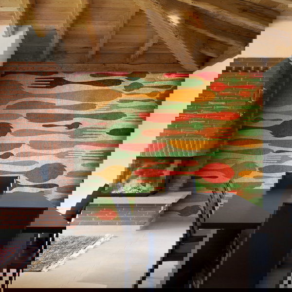 Papel pintado 'Cutlery - Orange and Green'