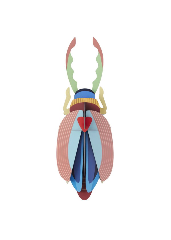 3D Wandobject gemaakt van karton 'Crested Stag Beetle'
