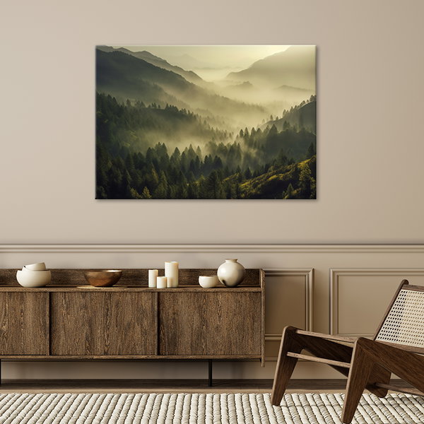 Kunstdruck auf Leinwand 'Misty Forest'
