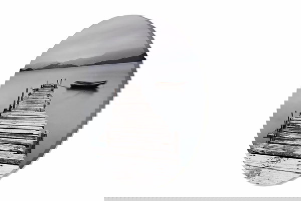 Tableau rond 'Silent Harbor'