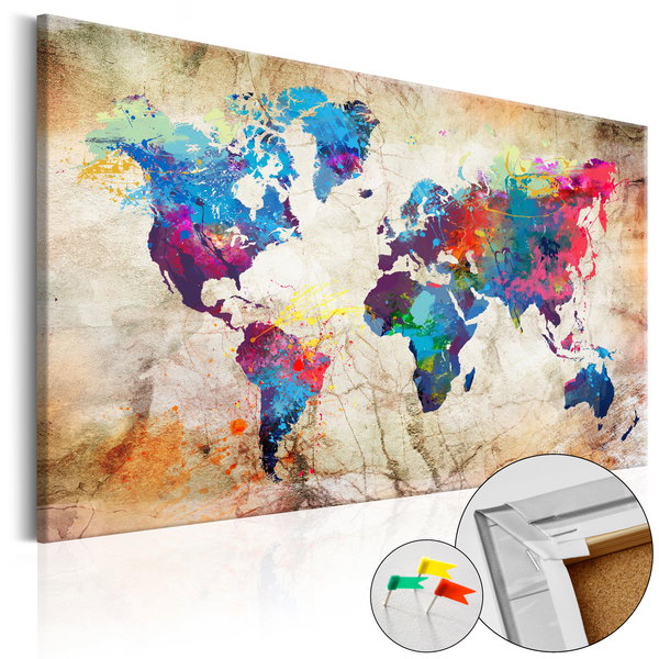 Quadro di sughero 'World Map: Urban Style'