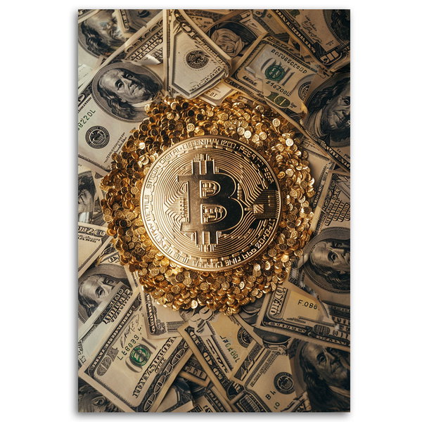 Kunstdruck auf Leinwand 'Crypto Gold'