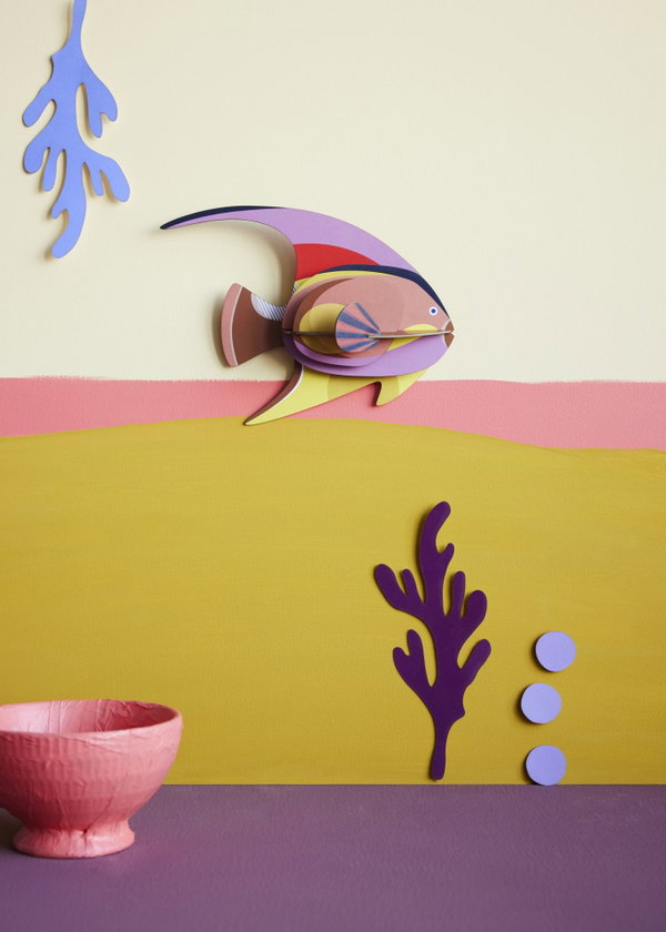Wall deco 3d of cardboard 'Abstract Fish Decor'