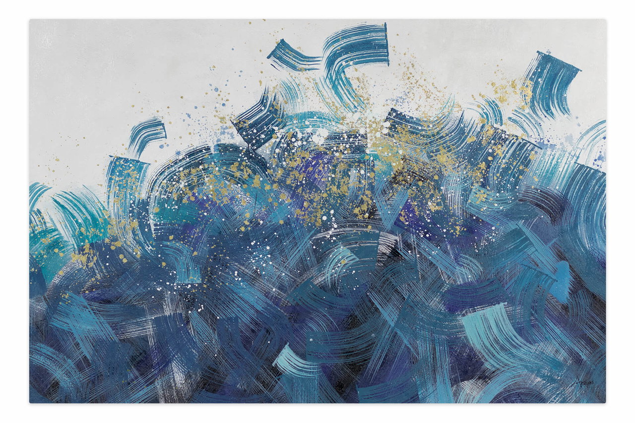XXL Olieverf schilderijen 'Wild Ride of the Waves' | Handgeschilderd unicum komt in de ruimte goed tot zijn recht.