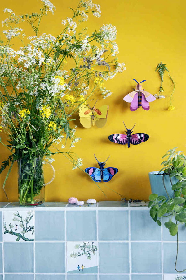 Wanddeko Papier 'Zitronen-Schmetterling'