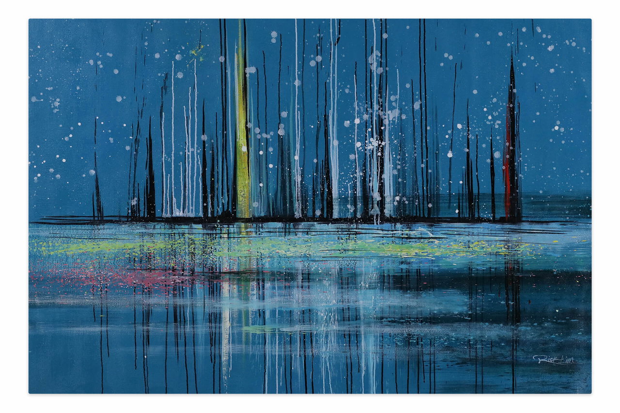 XXL Olieverf schilderijen 'Radiant Nights' | Handgeschilderd unicum in de ruimte.