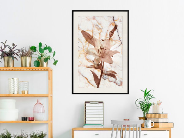Poster 'Lily on Marble Background'