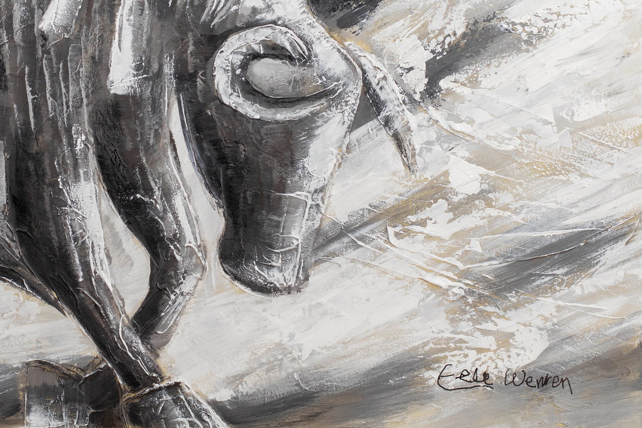 Handgeschilderd schilderij 'Way of the Ram' 100x75cm | incl. certificaat van echtheid in de ruimte.