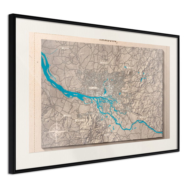 Poster 'Raised Relief Map: Hamburg'