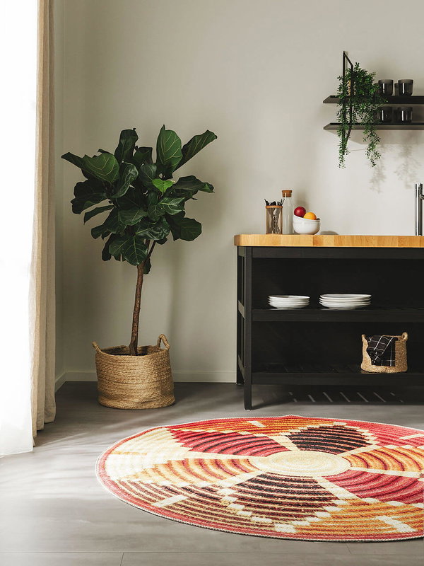 Design In- &amp; Outdoor Runder Teppich Kenya Bunt