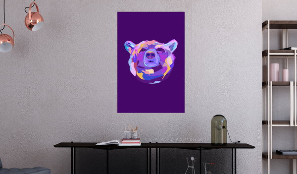 Art print on canvas 'Colourful Bear Vertical'