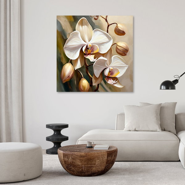 Kunstdruck auf Leinwand 'Golden Orchids 1'