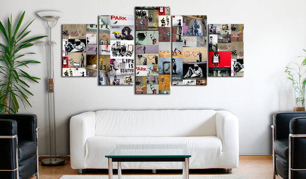 Kunstdruck auf Leinwand 'Art of Collage: Banksy IV'