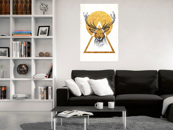Kunstdruck auf Leinwand 'Mein Haus: Goldener Hirsch'