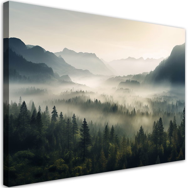 Kunstdruck auf Leinwand 'Misty Mountain Forest 1'
