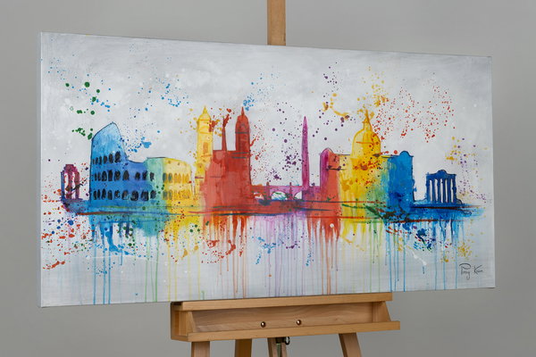 Handgemaltes Gemälde 'The Eternal City' 120x60cm | inkl. Echtheitszertifikat