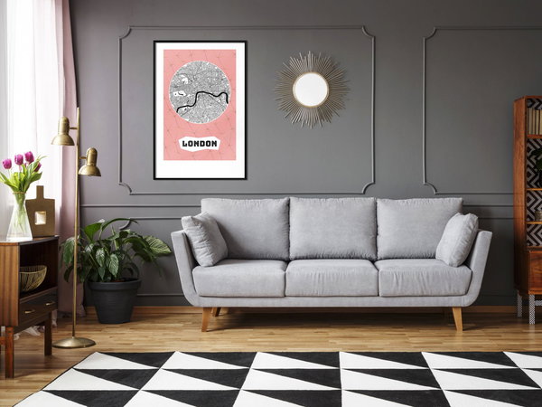 Poster 'City map: London (Pink)'